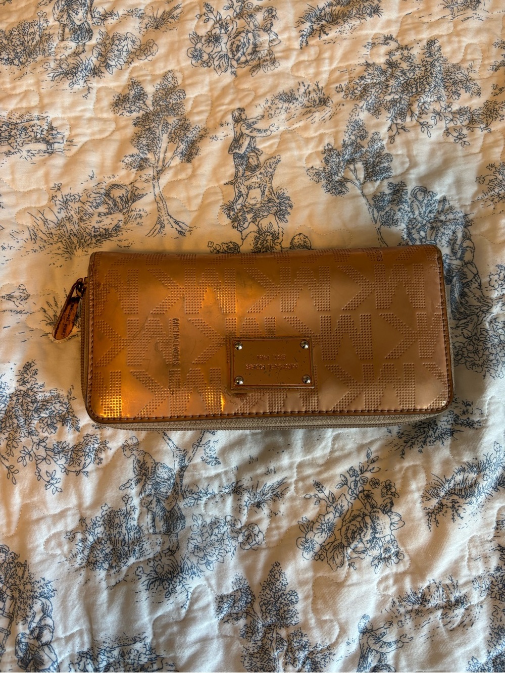 Michael Kors Metallic Copper Zip-Around Wallet